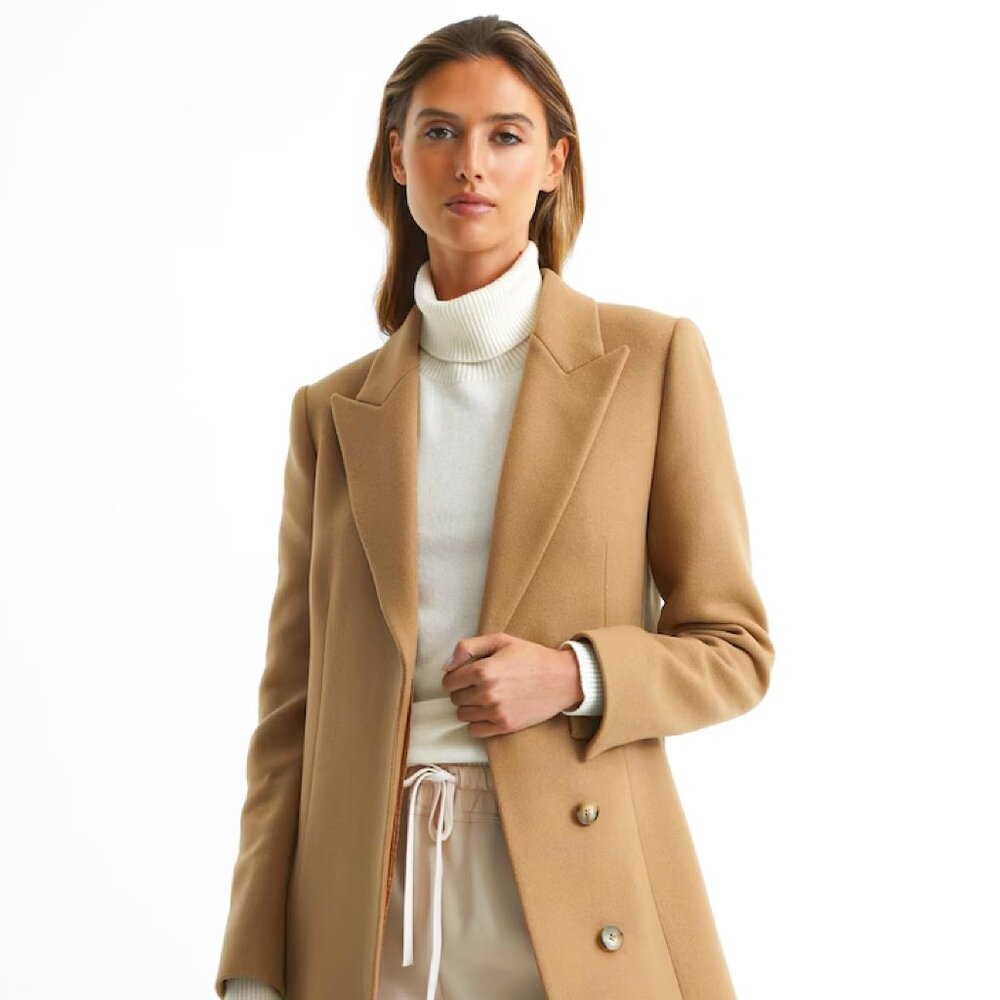 Harlow Wool Blend Mid Length Coat in Camel Size 8